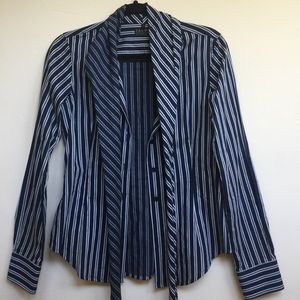 Pauw Amsterdam striped button down tie neck NWOT